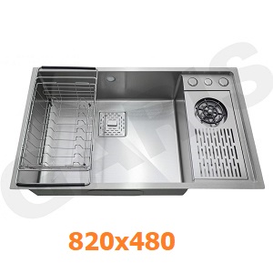 Chậu rửa 1 hố lệch có máy rửa cốc, chén GARIS MST1182